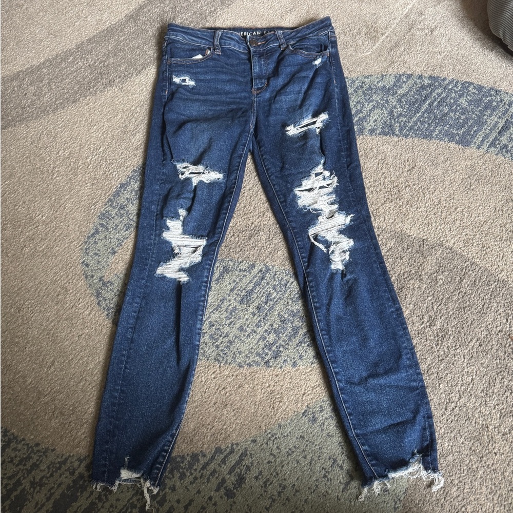 Size 12 American Eagle Next Level Distressed Blue Jeans